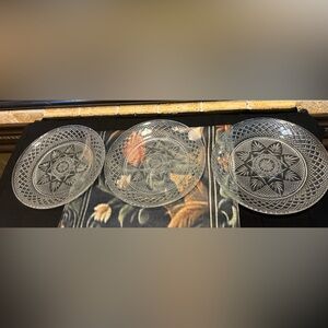 Set of (3) Cristal d’Arques Durand Clear Glass Antique 8” Salad Plates
